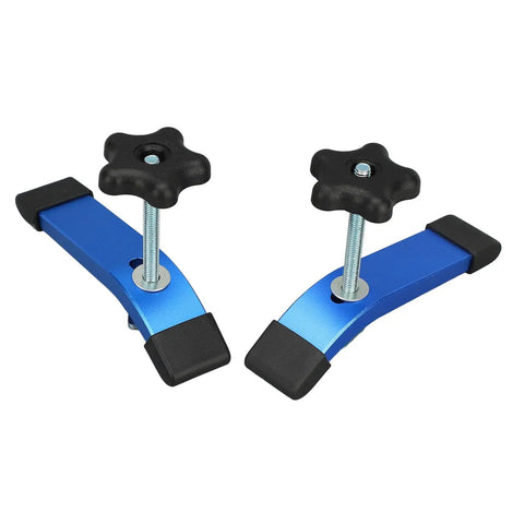 Solid Woodworking T Slot Clamps 2 Pack Heavy Duty Aluminum T Handle Quick Release for secure workpiece clamping.
