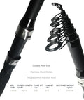 Close-up of telescopic rod from All In One Fishing Gear Kit With 2 Telescopic 6.89 Ft Rods, 2 Spinning Reels, Lures, Pliers, And Travel Bag