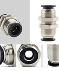 10 Pack Bulkhead Union One Quarter Inch To One Quarter Inch Push To Connect Pneumatic Tube Fittings for air lines through wall