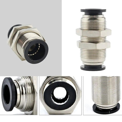 10 Pack Bulkhead Union One Quarter Inch To One Quarter Inch Push To Connect Pneumatic Tube Fittings for air lines through wall