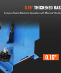 Close-up of the Heavy Duty Slip Roll Machine With 24 Inch Forming Width And 16 Gauge Capacity, focusing on 0.15" thickened base.