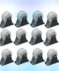 12 Pcs White PP Nylon Caster Wheels, 1 Inch Floor Protecting Office on a light background, showcasing durable small furniture wheels.