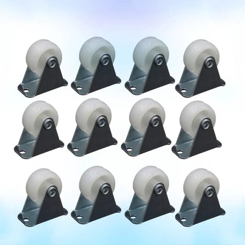 12 Pcs White PP Nylon Caster Wheels, 1 Inch Floor Protecting Office on a light background, showcasing durable small furniture wheels.