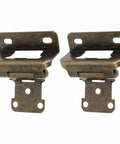 Self Closing Cabinet Hinge Set Half Inch Steel Semi Wrap Overlay For Kitchen Bathroom RV Boat Campervan, 2 Pack, Bronze Finish