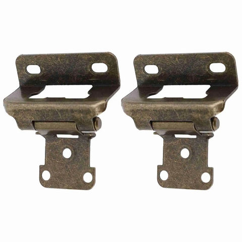 Self Closing Cabinet Hinge Set Half Inch Steel Semi Wrap Overlay For Kitchen Bathroom RV Boat Campervan, 2 Pack, Bronze Finish