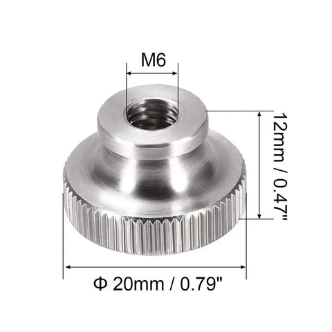 Tough Knurled Thumb Nuts 4 Pack M6 By 1mm Real Deal 304 Stainless Steel Round Fasteners, 20mm diameter, 12mm height