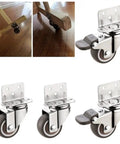 Heavy Duty Silent Swivel Casters With Soft Rubber Universal Wheels For Furniture Movers shown from multiple angles on surfaces.