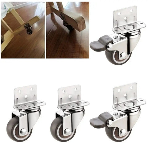 Heavy Duty Silent Swivel Casters With Soft Rubber Universal Wheels For Furniture Movers shown from multiple angles on surfaces.