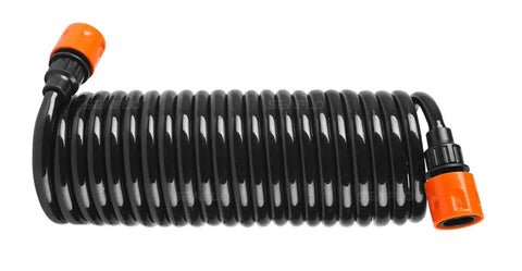 Compact coiled hose from Portable 20 Foot Hosecoil Washdown System With Coiled Hose Spray Gun And Adjustable Nozzle For Marine, RV And Boat Deck Cleaning