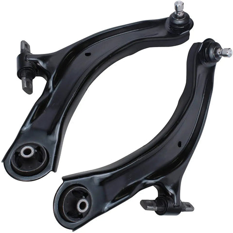 4 Piece Front End Suspension Kit For 2008 To 2013 Nissan Rogue With 2 Front Lower Control Arms And Ball Joints Plus 2 Front Sway Bar Links Plug And Play Direct Fit Replacement For Easy Install With Durable Tested Suspension Components, black steel control arms