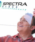 Person holding Clear Polycarbonate Sheet 24 By 24 Inches Three Eighths Inch Thick, Tougher Than Plexiglass, UV Resistant