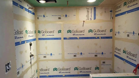 No Sweat Ultralight Shower Wall Panel Kit Three Foot X Five Foot Half Inch Boards installed as wet wall backer for tile.