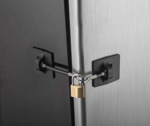 Refrigerator Door Lock With Padlock Black High Security No Drilling Required Durable Plate Lock With Ultra Strong 3M VHB Tape on door