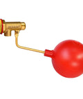Heavy Duty Brass Float Valve Automatic Pool And Pond Water Level Regulator with red polyethylene float and brass valve.