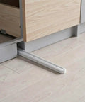 Six Piece White ABS Bottom Mount Drawer Slides Slick As Grease Cabinet Guide Rails in use under a kitchen drawer.