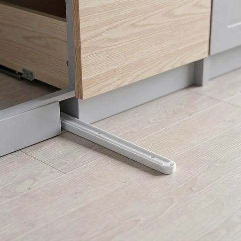 Six Piece White ABS Bottom Mount Drawer Slides Slick As Grease Cabinet Guide Rails in use under a kitchen drawer.