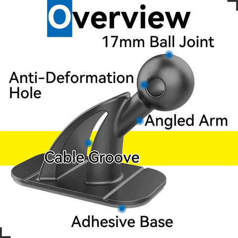 Diagram of 4 Pack 17mm Sticky Ball Mounts For Car Dash Adhesive Replacement MagSafe Phone Holder Base with labels on features.