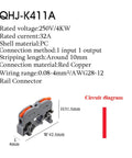 Snag This Compact DIN Rail Wire Connector Terminal Block For Tool Free Push In Spring Clamp Wiring On Solid Or Stranded Conductors Inside Your Industrial Control Panels With Flame Retardant Housing And 32A Rated Snazzy Tech For LED Lighting Setup. gray DIN rail wire connector terminal block, 42.5mm x 31.5mm, PC housing, 32A