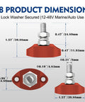 M8 dimension diagram for Heavy Duty Single Post Bus Bar Power Distribution Block For 12V 48V DC Systems 200 Amp Rating featuring pure copper conductors.