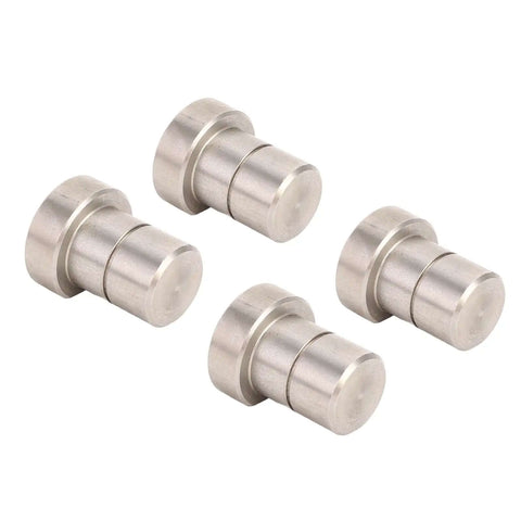 20mm Stainless Steel Bench Dogs Set Of Four For Woodworking Projects with anodized finish, shown from above on white background.