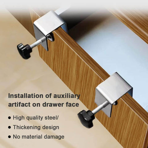 Heavy Duty Drawer Front Clamps Set Black Stainless Steel C Clamps For Woodworking Dual End Fixing Clips on wooden drawer