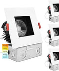 4 Inch Square LED Recessed Lighting Kit With Junction Box, 15W, Five Color Temp Options 2700K 3000K 3500K 4000K 5000K, 4 Pack