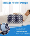 Bed Rail Cover For Elderly And Hospital Beds, Washable Fabric Guard With Storage Pocket, shown on bed with phone in pocket