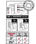 Hinge Mate 150 Door Hinge Installation Kit And Mortiser Template Pro Grade Jig And Router Template size guide illustration