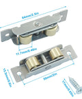 Four Piece Sliding Roller Assembly Set For Doors And Windows In Stainless Steel With Copper Components And Screws, gold flat wheels