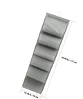 Roomy Over Door Hanging Shoe Storage Organizer Built Tough With Nonwoven Multi Pocket Closet Wardrobe Bag For Straightforward Space Saving Home Organization Essentials grey storage bag with multiple pockets, dimensions shown, hanging design.