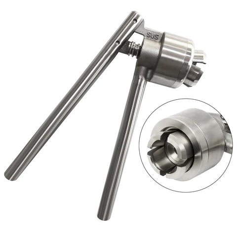 Easy Grip 20mm Manual Crimper Hand Sealing Machine For Aluminum Caps Including 10 10ml Vials Stoppers And Caps Stainless Steel Handheld Capping Tool Great For Medical Bottles And Antibiotic Vials close-up of stainless steel mechanism