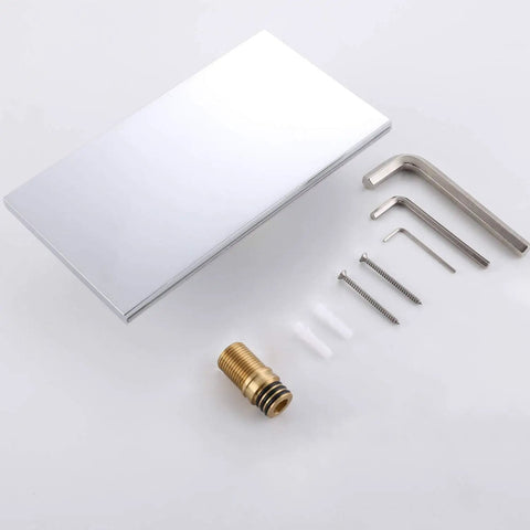 Waterfall Shower Head With Wall Mounted Panel Square Brass Chrome Finish High Flow Shower System tools and fittings display