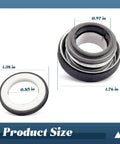 Honda 2 Pack 781238 Mechanical Seals Replacement For 2 Inch 3 Inch Gas Semi-Trash Water Pumps Built To Last And Ready For Tough Jobs Compatible With Champion Predator Generac Pulsar WT30XK4A WB20XT3 WH20XTAF, black pump seal size view
