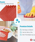 Bulk 50 Pack Microfiber Cleaning Rags For Cars And Home, Lint Free Non Scratch Shop Towels, Streak Free Auto Care Towels, Glass Safe All Purpose Lint Free Rags, 11.5 By 11.5 Inches, Red