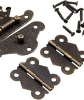 Old School Vibe Antique Retro Hasp Lock Buckle Eye Latch Set With Bronze Hardware, Wooden Box Protective Cover And 2 Cabinet Hinges