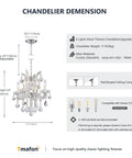 Modern Crystal Chandeliers For Dining Room And Home Four Light K9 Crystal Pendant Lamp With Adjustable Height dimensions guide