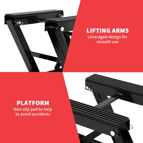Hydraulic Motorcycle Lift Jack 1500 Lb Heavy Duty With Adjustable Height 4.7 To 14.57 Inches Non Slip Platform Safety Lock Garage Scissor Jack For Motorcycles ATVs UTVs Dirt Bikes And More