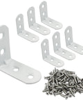Heavy Duty White Corner Brace L Brackets For Furniture Repair Pack Of Twenty With Reinforced Steel Core To Keep Wooden Pieces Rock Solid And Tighten Loose Joints Without Any Sweat.