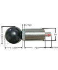 Heavy Duty Steel Spring Loaded Pull Pins For Home Gyms And Commercial Machines Half Inch Diameter Two Pack shown with dimensions.