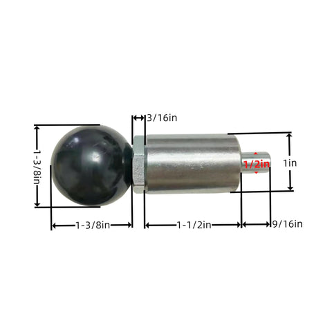 Heavy Duty Steel Spring Loaded Pull Pins For Home Gyms And Commercial Machines Half Inch Diameter Two Pack shown with dimensions.