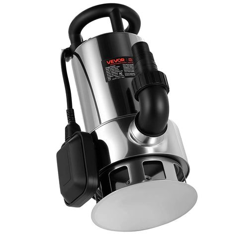 1 HP Submersible Sump Pump With 5500 GPH Flow Stainless Steel Build Automatic Float Switch Long Cord 30 Ft Lift