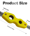 Must Have 4 In 1 Car Battery Terminal Cleaner And Corrosion Scouring Brush showing dimensions, 19.2cm length, yellow handle with steel bristles.