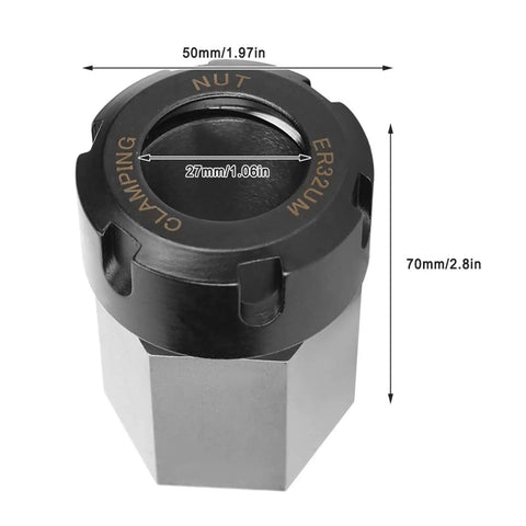 Hex Collet Block With Square Shank Chuck Holder For ER 32 Collets, CNC Lathe Engraving Machine, high strength tool steel close-up