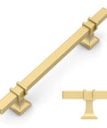 Brushed Gold Cabinet Pulls Set Of 10 5 Inch Drawer Handles With 128mm Hole Center Kitchen Cabinet Hardware For Bathroom And Dresser Easy Install Durable Finish ZH0067