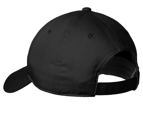 Back view of Classic Fit Hat With Moisture Wicking Fabric, Low Profile Crown, Black 100 Percent Polyester, Contrast Underbill