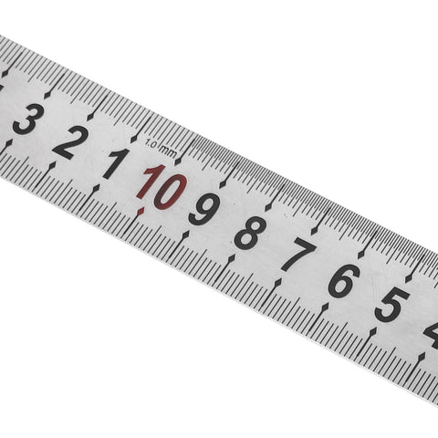 Close-up of Pro Grade Stainless Steel L Square Measuring Tool for Carpenters and Machinists, showing precise mark increments.