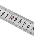 Close-up of a Pro Grade Right Angle Ruler Measuring Tool L Square 90 Degree stainless steel surface with measurements
