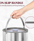 Hand holding the non-slip handle of the Big Boy 7qt Vacuum Insulated Ice Bucket With Lid And Scoop, Heavy Duty Cold Drink Cooler.