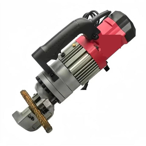 Portable Hydraulic Rebar Cutter For Construction, Electric Reinforcement Cutting Tool With Copper Core Motor, shown cutting rebar