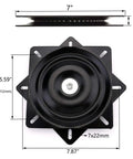 Heavy Duty 7 Inch Bar Stool Swivel Replacement Plate With Square Swivel Mechanism, Solid Steel Build Beefed Up, Stainless Ball Bearing, 2.5mm Thick, 176 To 220 Lb Capacity, Smooth 360 Degree Spin, Durable Performance; 7-inch square plate dimensions